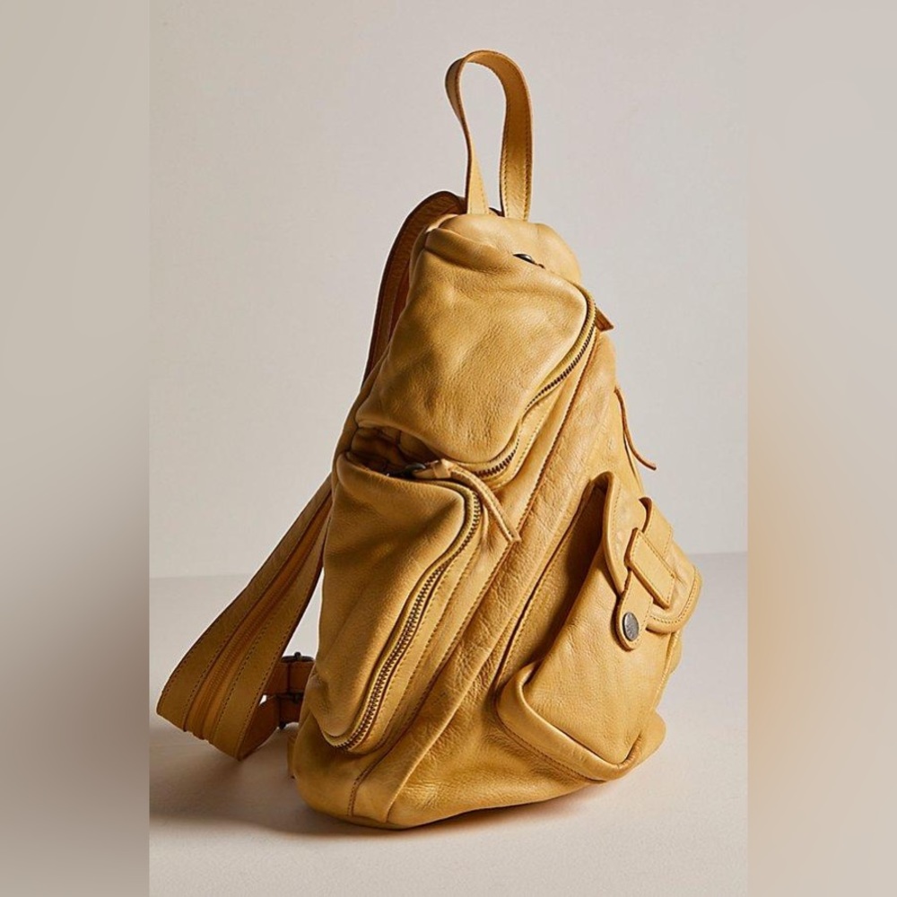 Stylish Yellow Leather Backpack